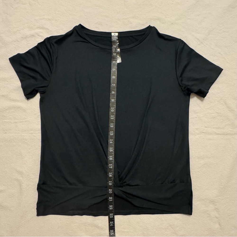 Lukka Lux Women's Size Medium Stretchy Black Top with Sewn-In Knot-Front Waist - Picture 5 of 5